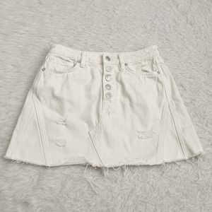 Free People Destroyed White Denim Distressed Skirt Size 28